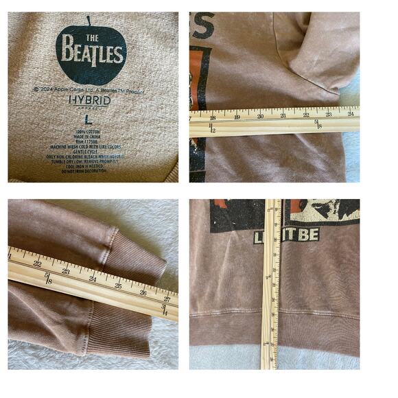 Mens The Beatles Let It Be Concert Sweatshirt M L Brown Acid Wash Festival NEW - Picture 5 of 5